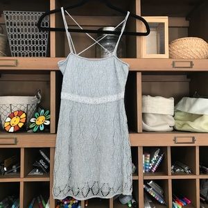 Flounce gray silver crochet top